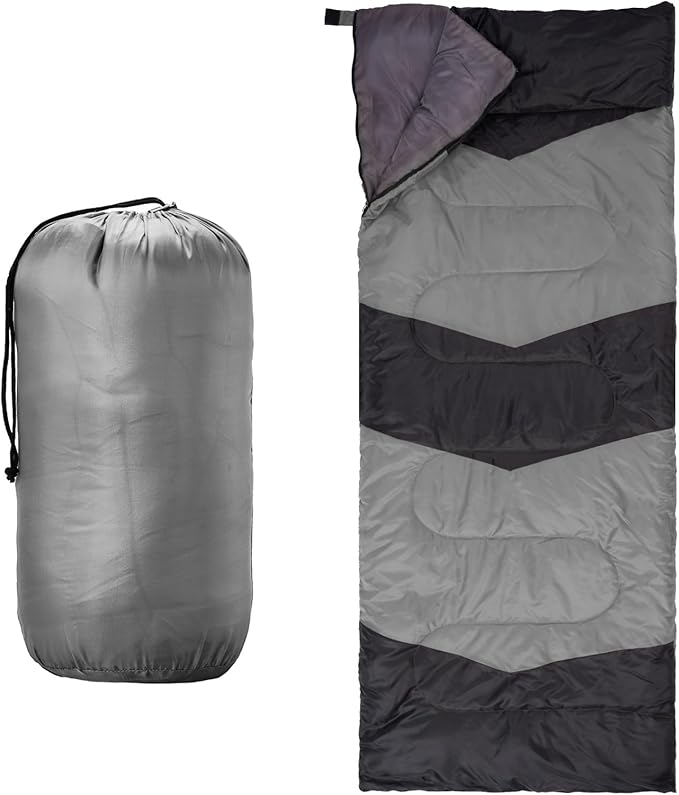 Lightweight Sleeping Bag for Backpacking, Hiking, Waterproof Compact Envelope Sleeping Bag for Cold & Warm Weather, Grey