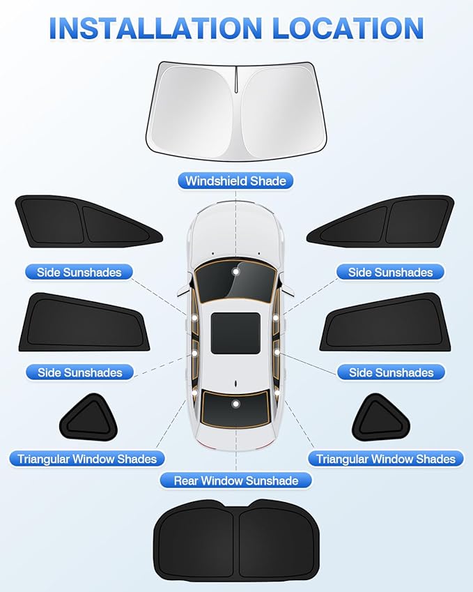Canvcle Sunshades for Subaru Crosstrek 2024 2025 2026 Accessories Windshield Sun Shade Side Rear Window Shade Cover Sun Visor Shield Privacy Protection Keep Vehicle Cool Black 8PCS