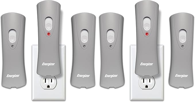 Energizer Auto-On LED Flashlights Rechargeable (6-Pack) for Home Power Failure, Plug in LED Flashlight for Power Outage, Night Light, Hurricane Preparedness
