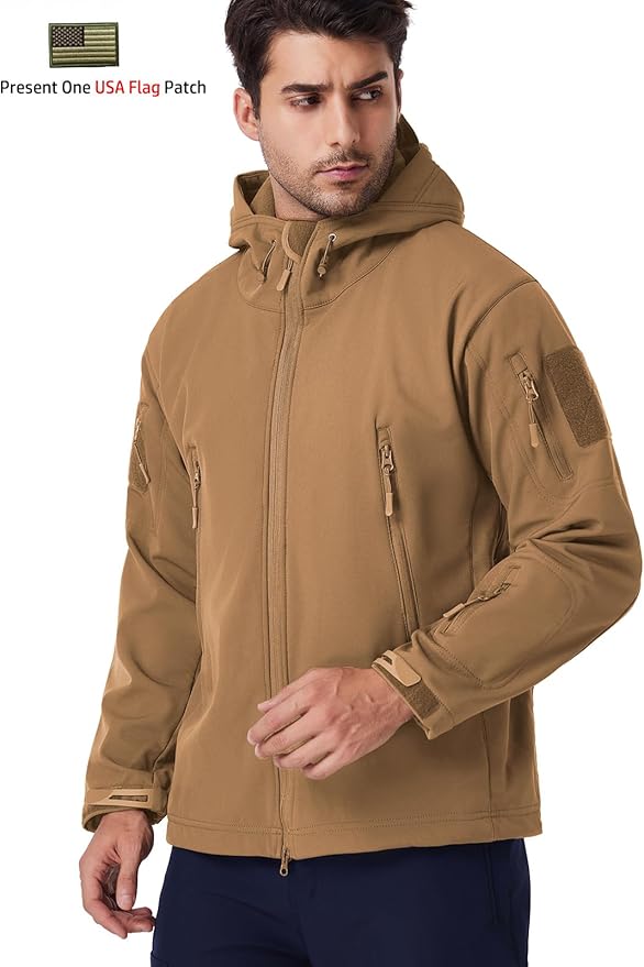 ReFire Gear Men's Army Special Ops Military Tactical Jacket Softshell Fleece Hooded Outdoor Coat