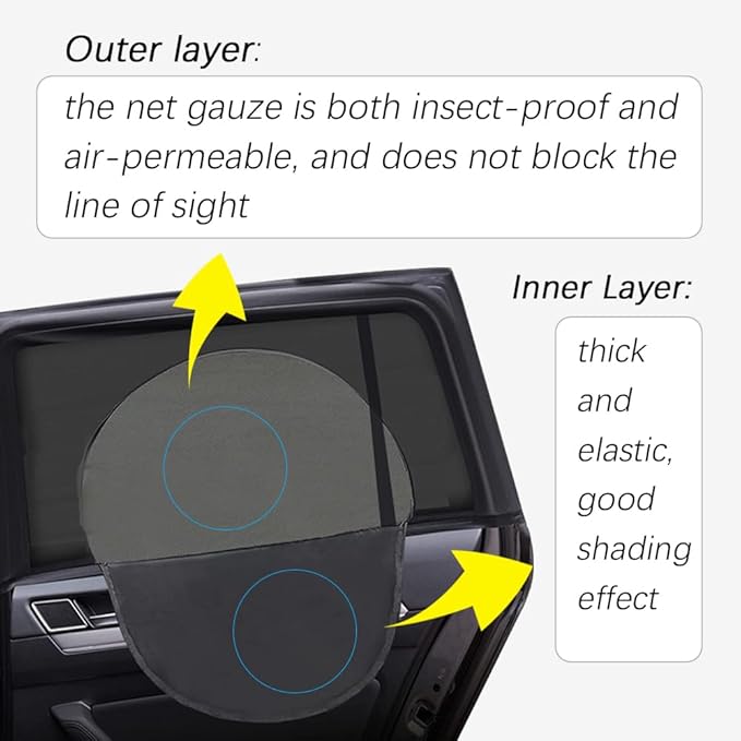 Car Window Shades with Zipper, Car Sun Shade, Universal Zipper Front and Rear Window Covers, Auto Accessories Breathable Mesh Side Window Sunshades Cover Fit for SUVs, Cars, Trucks (Front)