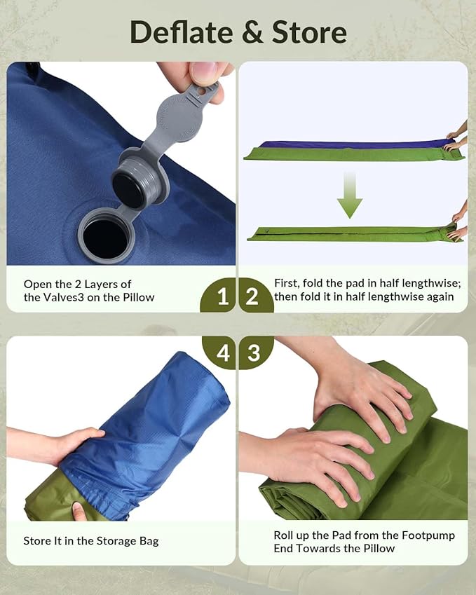 NINTYNINE Camping Sleeping Pad, 5.9" Extra-Thick Reinforced Camping Pad with Built-in Pillow & Foot Pump, Ultralight Compact Inflating Sleeping Mat for Backpacking Hiking Travel Tent Beach