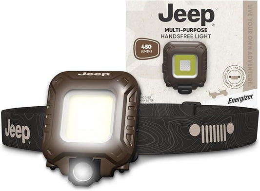 Energizer Jeep MP-450 Headlamp Rechargeable, Ultra Bright LED Rechargeable Head Lamp with White Red Green Light, Water-Resistant Headlight for Outdoor, Camping, Running, Hiking, Fishing