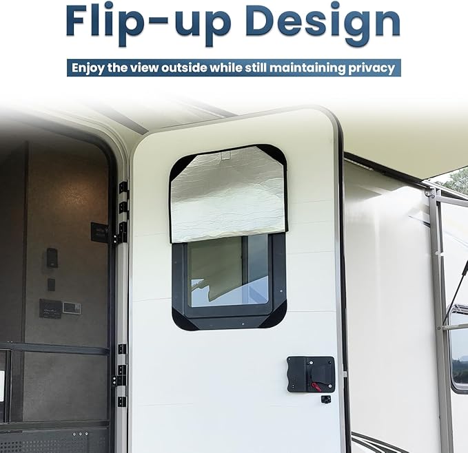 RV Door Window Shade Cover, Sun Blackout Fabric for Camper Privacy Entrance (16 x 25 inch)