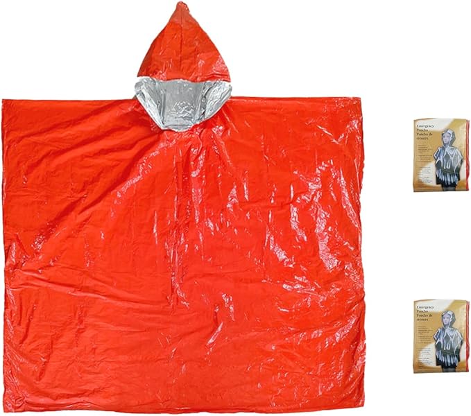 King Mills Plus Size Emergency Blankets for Survival, Thermal Blankets Survival with Hood, Ultralight Outdoor Mylar Emergency Blanket for Camping, Hiking. 2PK