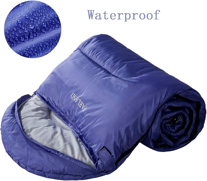 FARLAND Sleeping Bags for Adults Teens Kids with Compression Sack Portable and Lightweight for 3-4 Season Camping, Hiking,Waterproof, Backpacking and Outdoors