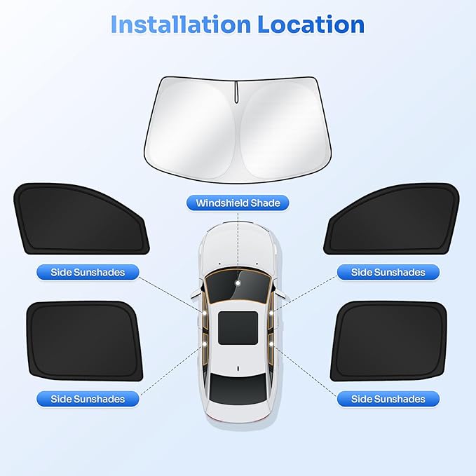 Canvcle Sunshades for 2022-2025 2026 Ford Maverick Accessories Windshield Sun Shade Side Rear Window Shade Cover Sun Visor Shield Privacy Protection for Camping Keep Vehicle Cool Black 5PCS