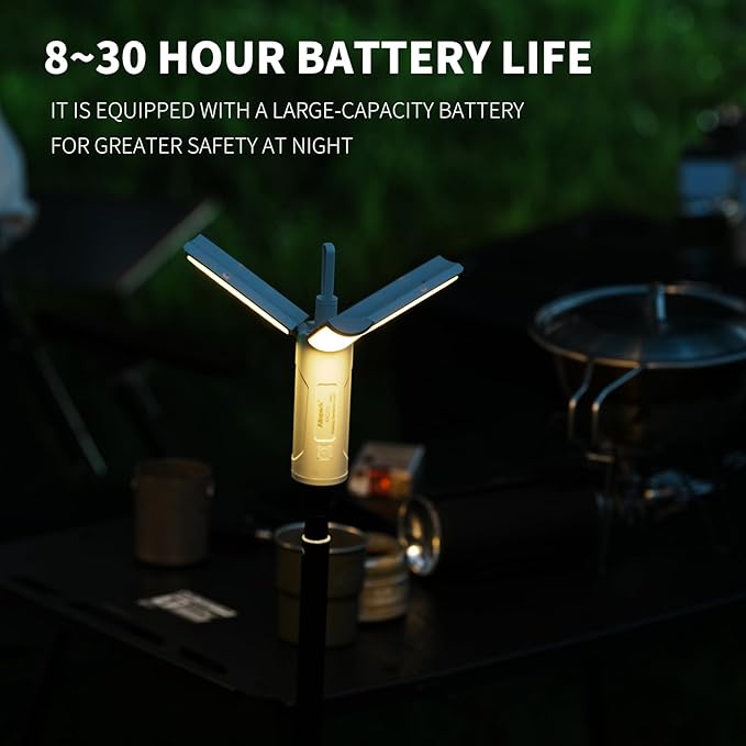 Folding Rechargeable Camping Light with Stand,Allspark Waterproof Hanging LED Camping Lantern,Magnetic Dimmable Portable Tent Lights with Detachable Tripod for Outdoor,Power Outage,Hurricane,Hiking