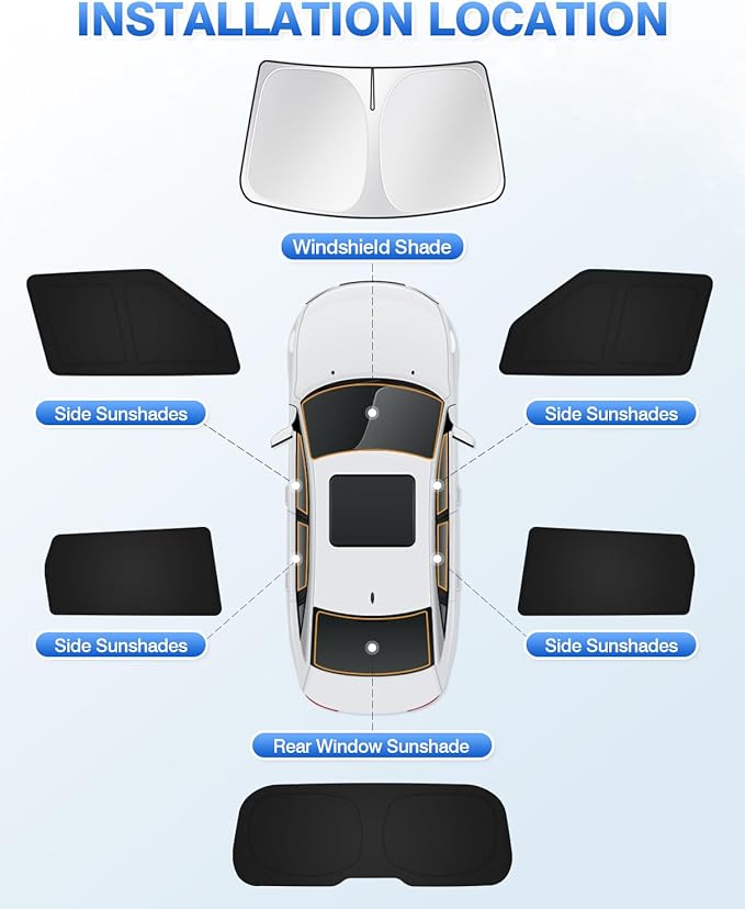 Canvcle Window Shades for Kia Soul 2020-2025 2026 Accessories Windshield Sun Shade Side Rear Window Covers Sunshade Sun Visor Shield Privacy Protection Keep Vehicle Cool Black 6PCS