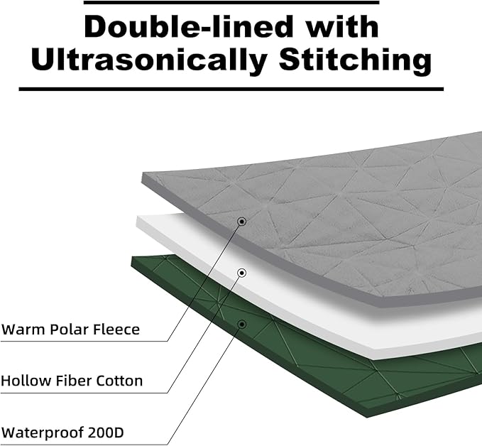 Large Outdoor Waterproof Blanket Extra Thick Fleece Stadium Blanket for Camping, Car, Pet, Picnics - Windproof, Wearable, Machine Washable 80" x 58" (Green,Hooded)