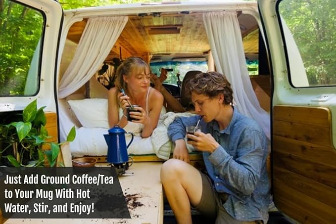 JoGo - The Original Coffee and Tea Brewing Straw - Portable Coffee Maker - Stainless Steel Single Serve Strainer - Filter Function for Hot & Cold Brew - Yerba Mate Straw for Loose Leaf Teas & Coffee
