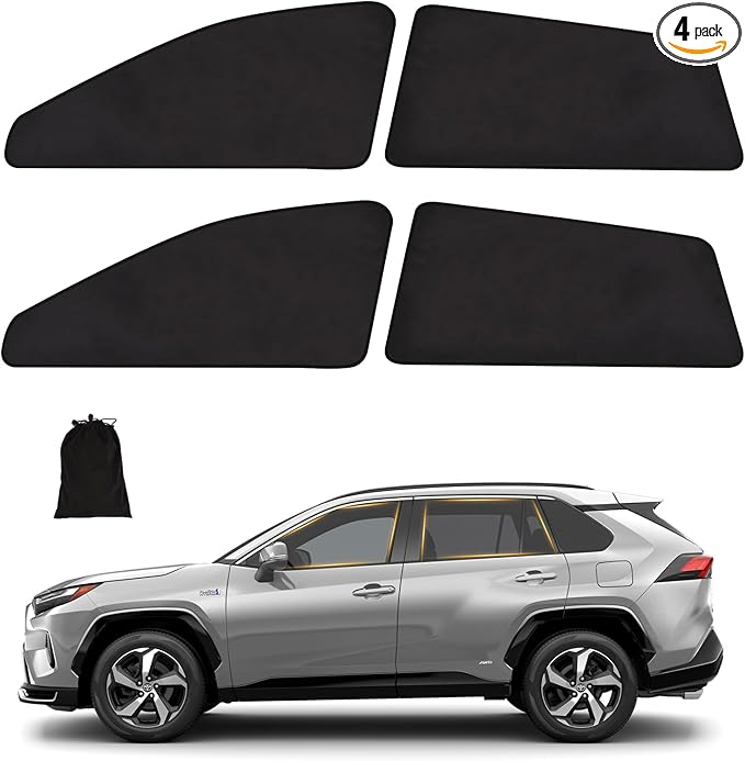 XCBYT Car Window Shades for 2019-2024 Toyota RAV4, Suede Fabric Car Window Covers for Privacy, Custom Fit Design Without Built-in Steel Rings, UV & Heat Protection, Magnetic Installation