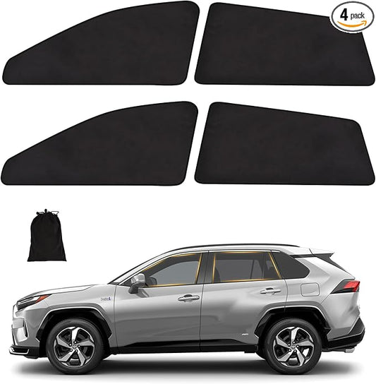 XCBYT Car Window Shades for 2019-2024 Toyota RAV4, Suede Fabric Car Window Covers for Privacy, Custom Fit Design Without Built-in Steel Rings, UV & Heat Protection, Magnetic Installation