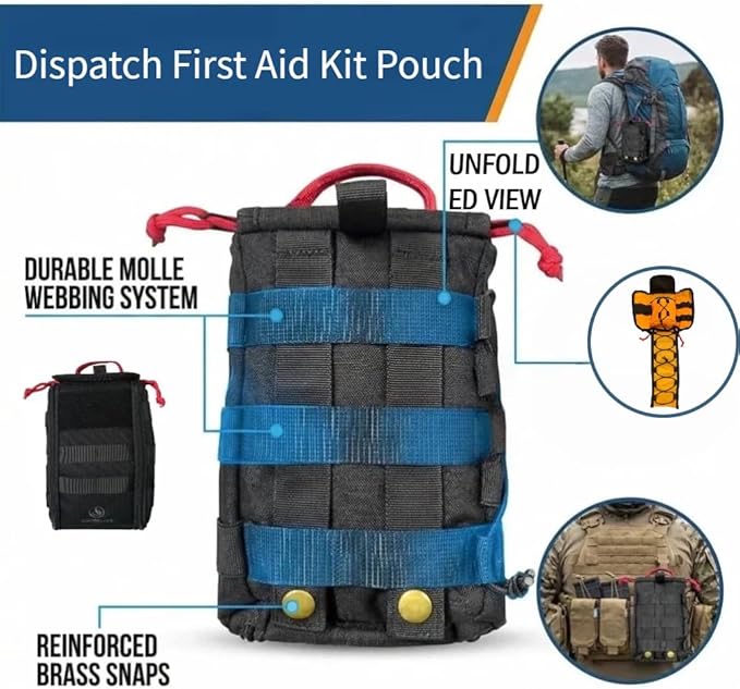 Roaring Fire Dispatch First Aid Kit Pouch, Tactical Molle Utility Pouch for Outdoor Activities and Emergency Uses, EDC Pouches Outdoor Survival Kit