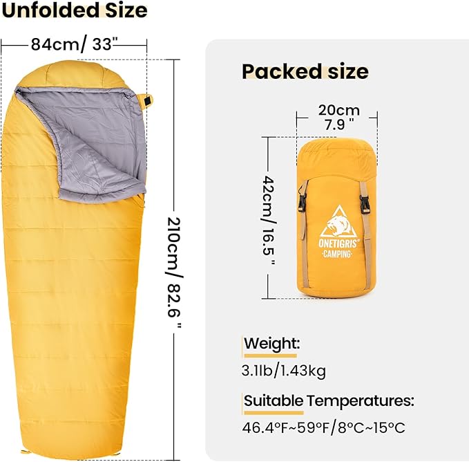 OneTigris Bushcrafter’s Sleeping Bags, Mummy Sleeping Bag for Camping Hiking Backpacking, Survival Gear