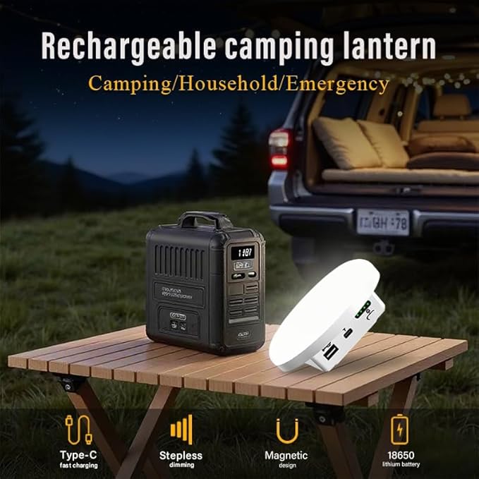 Camping Lights Tent Light 4500 Lumens 45W Outdoor Canopy Magnetic Hanging ,Emergency Lights for Home（White）