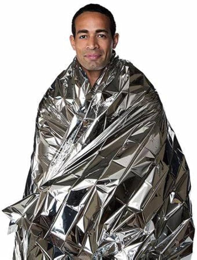 Global Medical Sales Supply Emergency Mylar Thermal Blanket | Survival Space Fire Blanket for Outdoor Adventures, Marathons, First Aid | Waterproof & Windproof | Ideal for Camping & Hiking