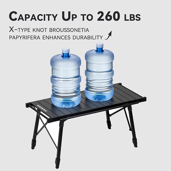 BLACKDOG IGT Camping Table Lightweight Folding Portable Cook System with Adjustable Height, Outdoor Camp Aluminum Table with Detachable 3 Units for Picnic BBQ Backyards Beach