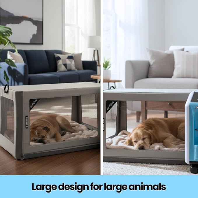 PureVent Pet Oxygen Chamber - Safe Veterinary-Grade Oxygen Therapy Cage foir Dogs, Cats, Birds and Animals - Built-in Ventilation (Large - for Pets up to 70 lbs)