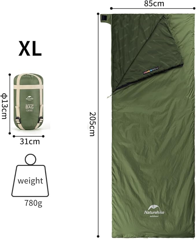 Naturehike Ultralight Sleeping Bag - Envelope Lightweight Portable, Waterproof, Comfort with Compression Sack - Great for 3 Season Traveling, Camping, Hiking