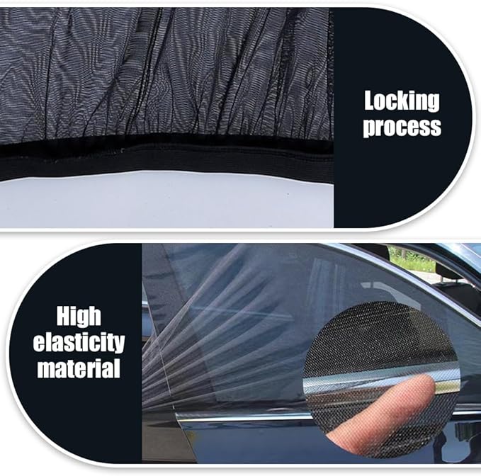 Car Window Shades, 2026 New Super Stretchy Mesh Screen Sun Car Window Shade, Blackout Privacy & Thermal Insulation Side Shades for Van Life & Camping, Custom Fit, Easy Install (Rear Window-2Pcs)