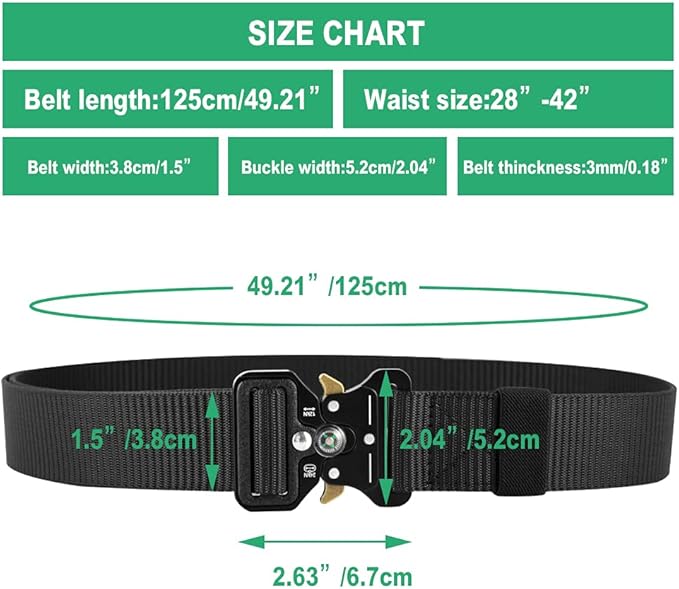 Tactical Belt Men 4 Pack, Compass Military Nylon Web Belt, Heavy Duty Belt Quick Release Metal Buckle Riggers Belt