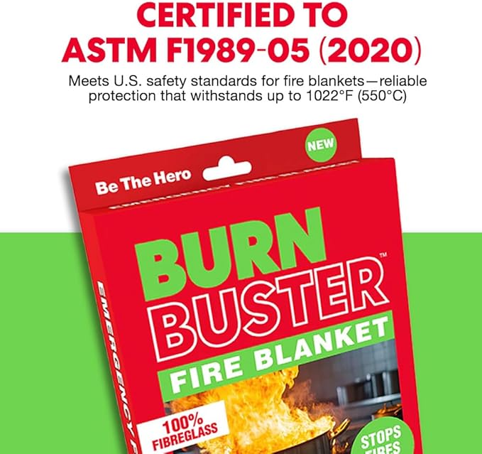 5-Pack Emergency Fire Blanket - ASTM Certified Fire Suppression Blanket for Home, Kitchen, Grill, Camping, Car & More - 40" x 40" Flame Retardant Fabric, No Mess, Easy Deployment