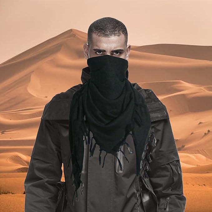 Ever Fairy Military Shemagh Tactical Desert Scarf Cotton Arab Keffiyeh Tactical Scarf Head Neck Face Wrap for Men Women