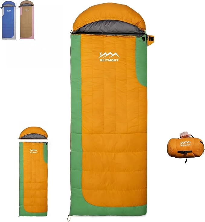 3-in-1 Down Sleeping Bag for Adults with Detachable Hood, 32°F 45°F Rectangular Lightweight Down Blanket Sleeping Bag for Camping Hiking and Backpacking Outdoor and Indoor 4 Season