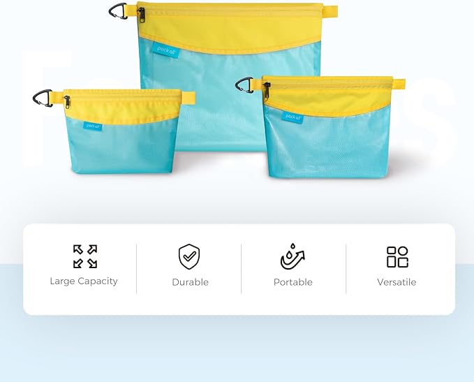 pack all Water-resistant Material Zipper Pouch, Mesh Zipper Bag for Storage, Travel, Office (Large, Blue)