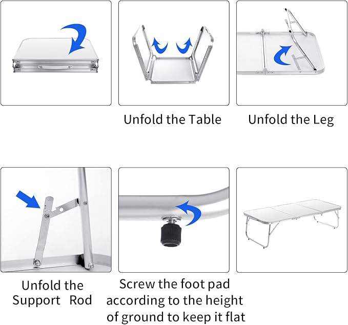 Moosinily Small Camping Table 35.2 inch Folding Picnic Table Foldable Low Camp Table Portable Short Aluminum Outdoor Floor Short Beach BBQ White 35.2×15.7 inch