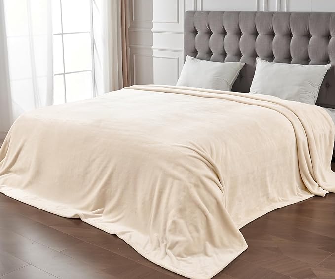 Edenleaf Big Oversized Soft Blanket, Giant Fleece Companion 120x120, California King Warm Blanket for Whole Family, Bed, Sofa, Couch, Travel, Camping 120x120 Cream