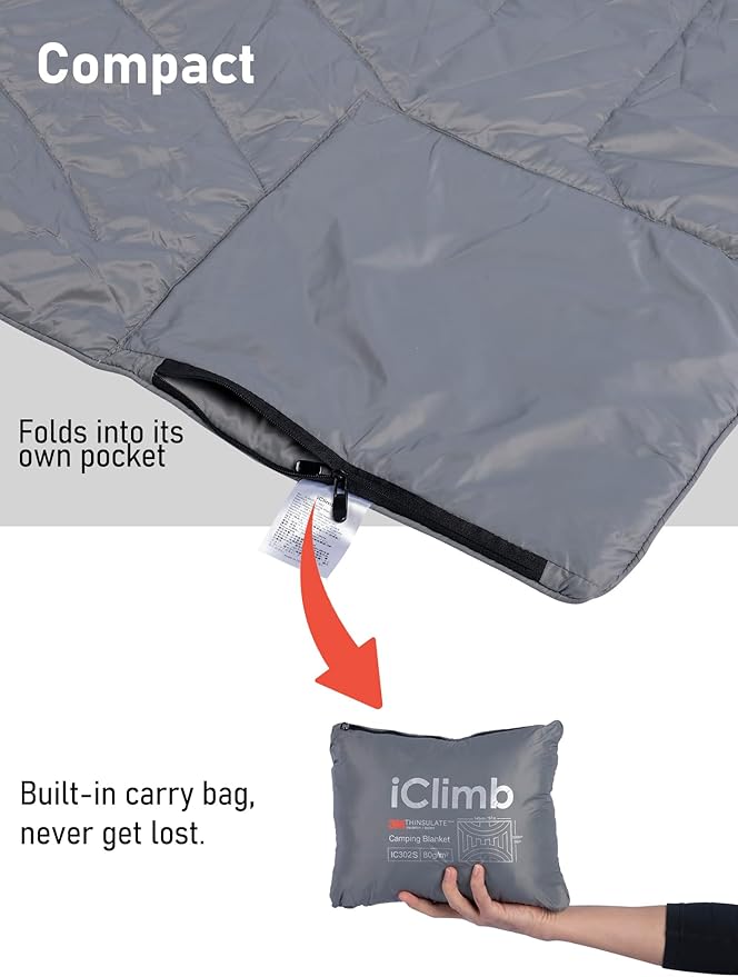 iClimb 3M Thinsulate Insulation Warm Camping Blanket Ultralight Compact