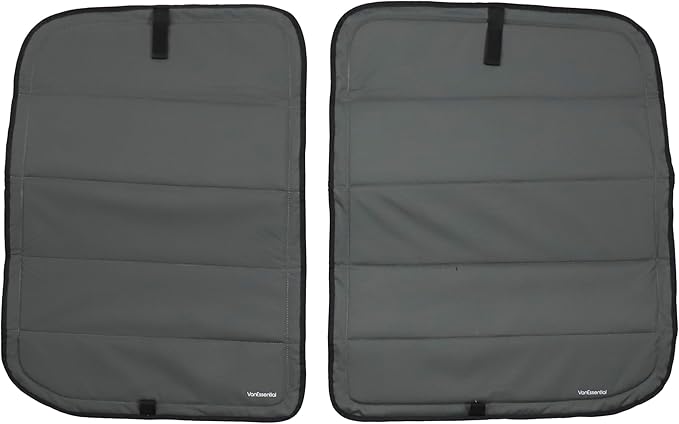 VanEssential Full Plastic Trim Rear Door Window Cover (Pair) Designed for Ford Transit Medium/High Roof Van Year 2015 to Current - Charcoal Gray