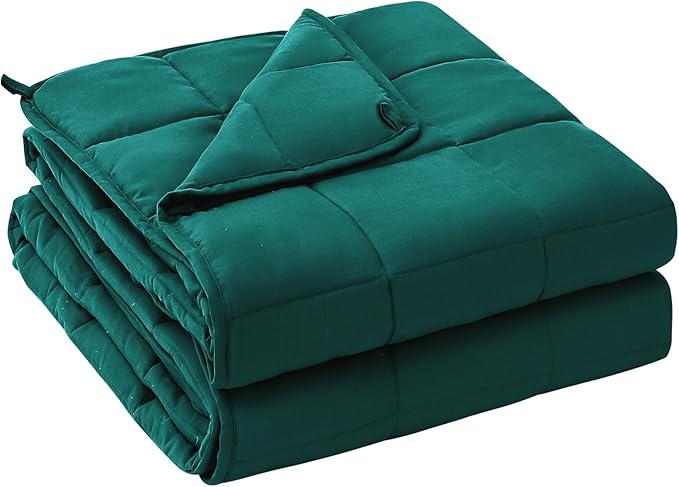 yescool Weighted Blanket for Adults (20 lbs, 60” x 80”, Dark Green) Cooling Heavy Blanket for Sleeping Perfect for 190-210 lbs, Queen Size Breathable Blanket with Premium Glass Bead, Machine Washable