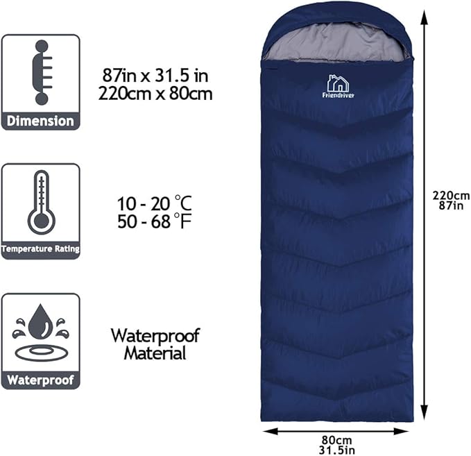 XL Size Upgraded Version of Camping Sleeping Bag 4 Seasons Warm and Cool, Lighter Weight, Adults and Children Can Use Waterproof Camping Bag, Travel and Outdoor Activities