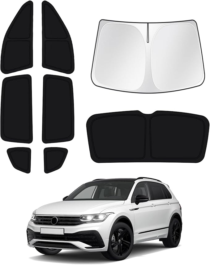Canvcle Windshield Sun Shade for 2018-2023 Volkswagen VW Tiguan Side Rear Window Shade Cover Sun Visor Shield Privacy Protection Keep Vehicle Cool Black 8PCS