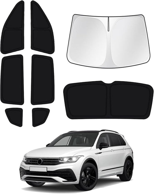 Canvcle Windshield Sun Shade for 2018-2023 Volkswagen VW Tiguan Side Rear Window Shade Cover Sun Visor Shield Privacy Protection Keep Vehicle Cool Black 8PCS
