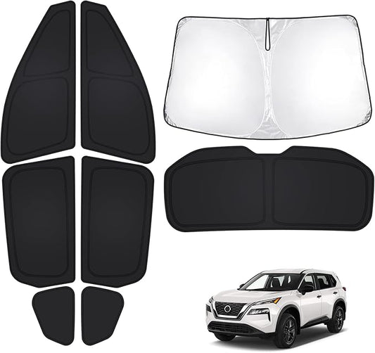 T TGBROS Windshield Sun Shade for Nissan Rogue 2021-2025 2026 Car Window Shades Thicken UV Block and Blackout Privacy Foldable Sunshades 8PCS Accessories Keep Cool Sun Visor Covers