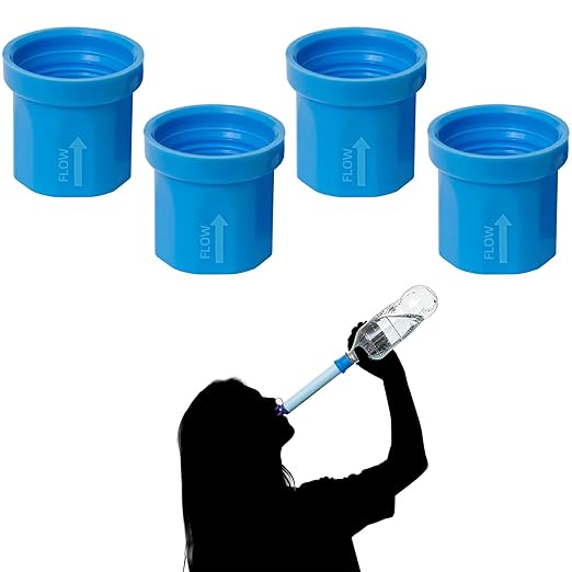 4 Pcs Water Filter Coupling Compatible with LifeStraw, Easy Drinking & Sharing, Unique Thread Fits 28mm Water Bottles & Bags, Portable Adapter Kit for Water Filtration System, Hiking Gear