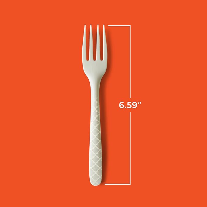 Hefty ECOSAVE Compostable Forks, Disposable Forks for BBQs, Tailgates, Camping, Parties, and More, Strong and Durable Construction, Sustainable Design, 24 Count