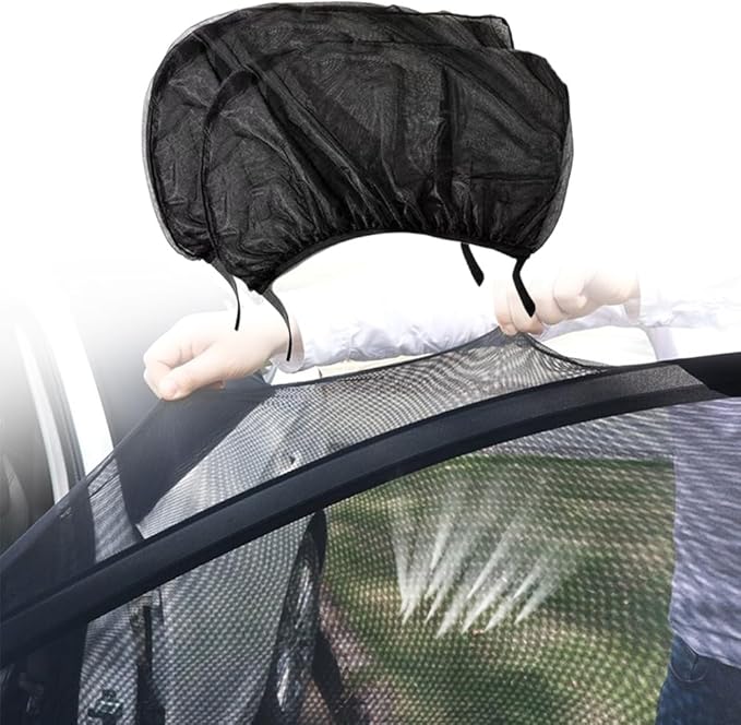 Car Window Shades, 2026 New Super Stretchy Mesh Screen Sun Car Window Shade, Blackout Privacy & Thermal Insulation Side Shades for Van Life & Camping, Custom Fit, Easy Install (Front Window-2Pcs)