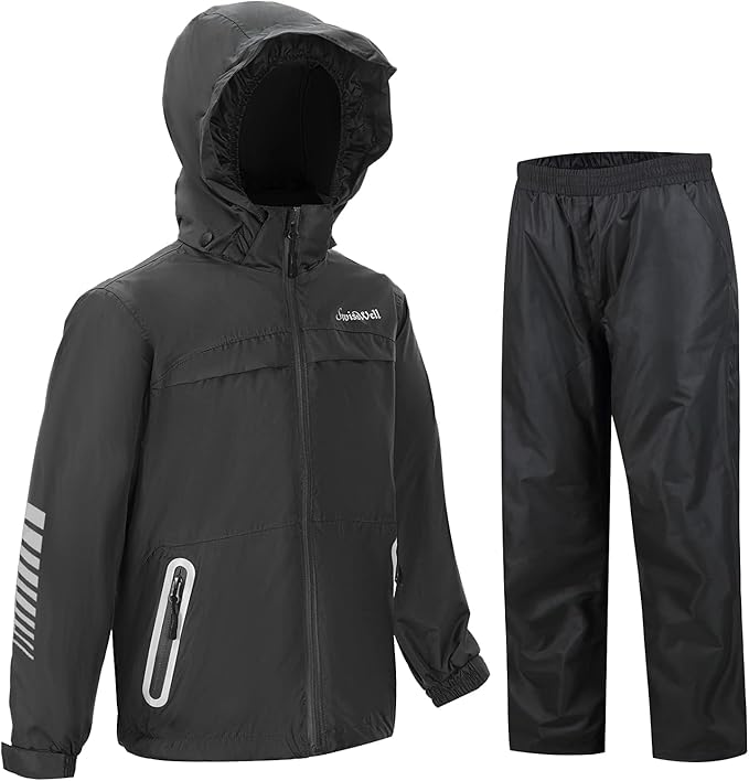 SWISSWELL Kids Rain Gear Boys Girls Youth Waterproof Rain Suit Breathable Reflective Raincoat and Pants