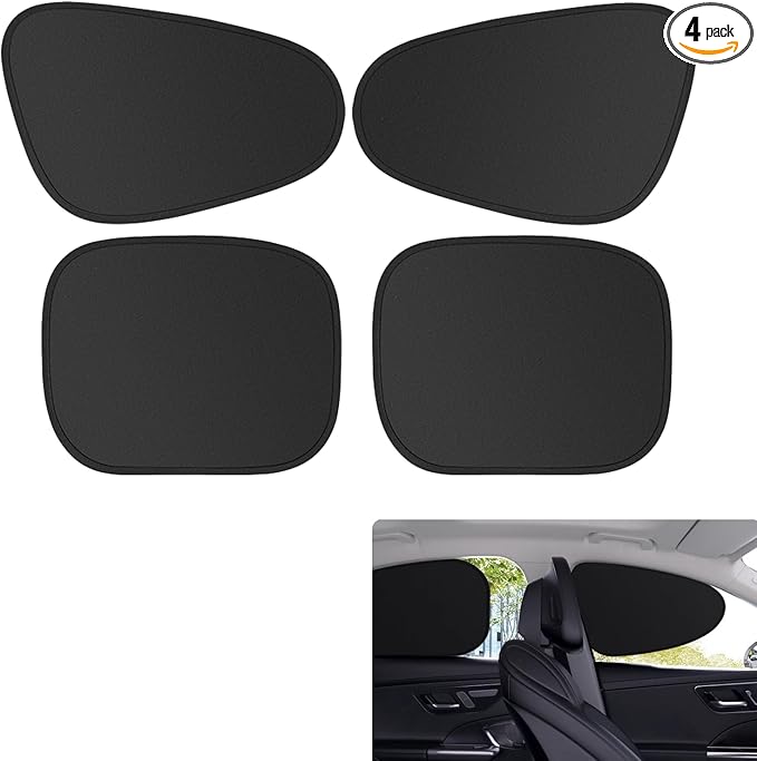 Car Side Window Sun Shades, 4 PCS Front and Rear Window Sunshades Privacy Curtains, Sun Glare and UV Rays Protection, Block Light for Breastfeeding, Taking a nap, Changing Clothes, Camping