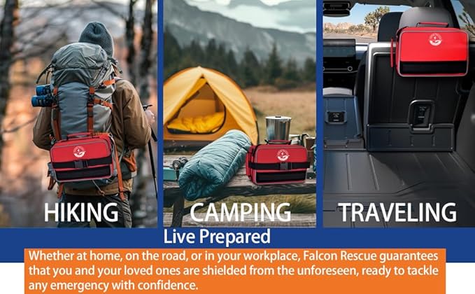 Premium Waterproof First Aid Kit (418 Pieces) for Car & Home - Color-Coded Organized Pockets, Dual-Handle Design | Emergency Survival Kit for Hiking, Camping, Backpacking and Outdoors