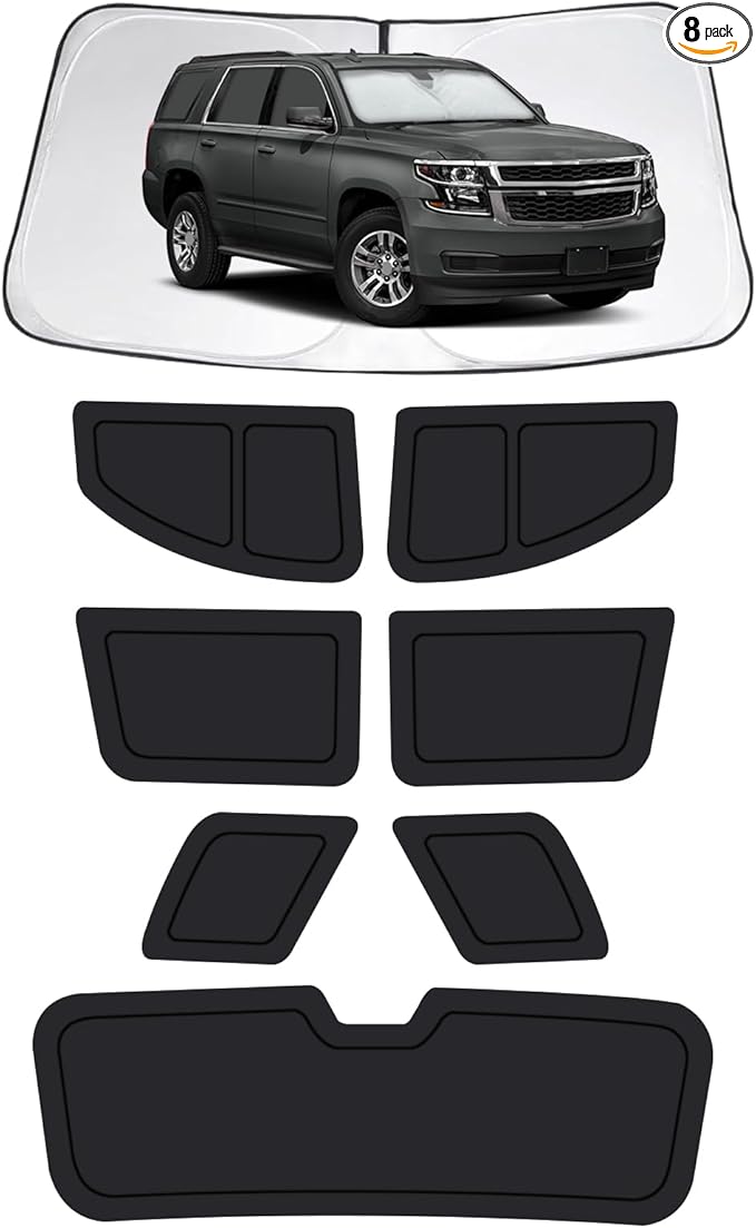 Car Window Shades for Chevrolet Tahoe 2015-2020, Full Car Window Covers for Privacy, Sunshades for Tahoe Front Rear Windshield Side Windows to Block UV and Protect Privacy(8pcs)