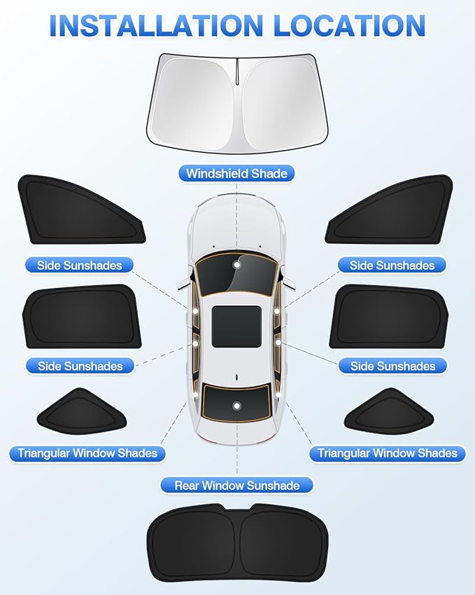Canvcle Sunshades for Mazda CX-90 2024-2025 2026 CX90 Accessories Windshield Sun Shade Side Rear Window Shade Cover Sun Visor Shield Privacy Protection Keep Vehicle Cool Black 8PCS