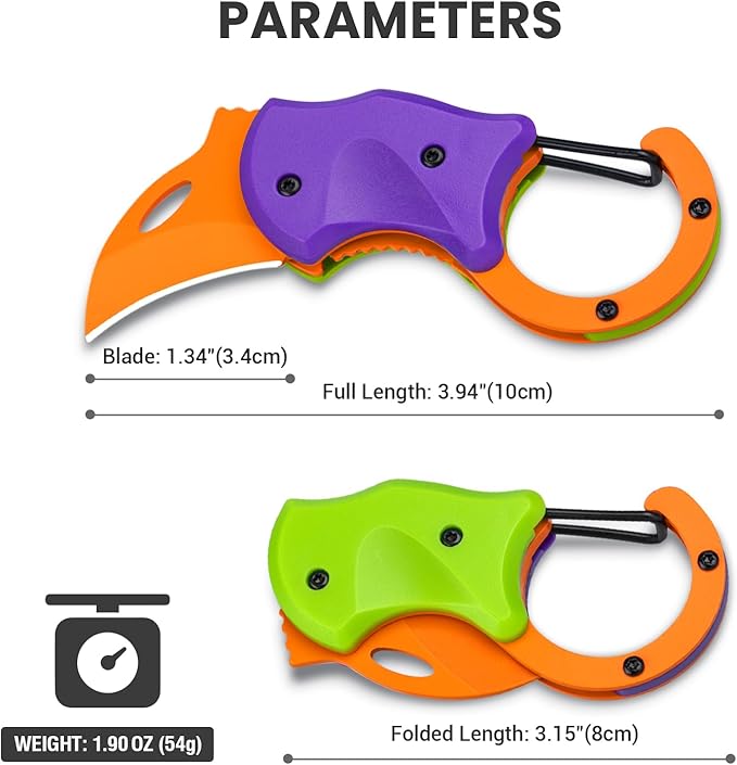 FUNBRO Small Pocket Knife for Men, Cool Folding Knife Box Cutter with 1.34 inch Sharp Blade, EDC Knives Tool for Everyday Carry, Great Gift for Men (Purple & Green)