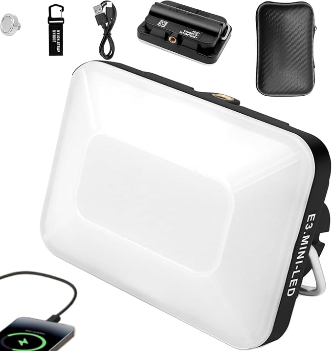 DOTWISE Camping Lantern Rechargeable 5000mAh, Lanterns for Power outages Max 850LM, 6 Light Modes&Stepless Dimming,3 Mounting Options, IP54 Waterproof (Black)