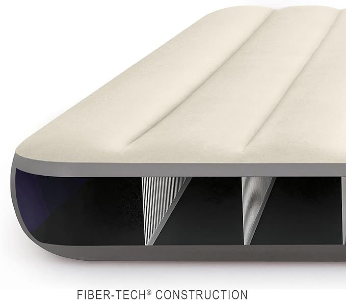 Intex Dura-Beam Air Mattress, 64102E, Single-High | Fiber-Tech | Full Size | 10in Height | 600lb Capacity | Pack of 3